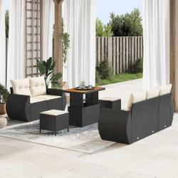 Ensemble de canap&eacute; de jardin 8 pcs Noir et Cr&egrave;me polyrotin