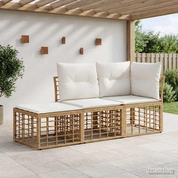 Ensemble de canap�s d'ext�rieur 3 pcs Naturel Polyester
