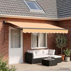 Auvent r&eacute;tractable Sable 4,5 &times; 3 m 100% Polyester et Aluminium