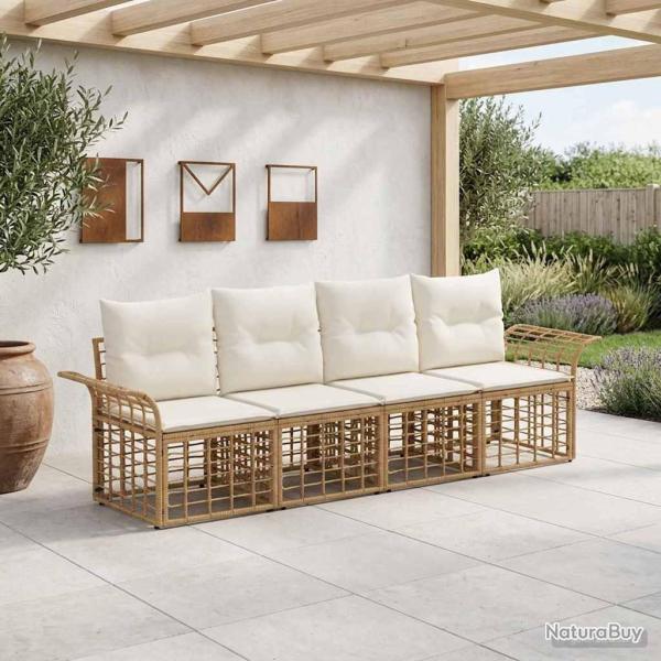 Ensemble de canap�s d'ext�rieur 4 pcs Blanc Naturel et Cr�me