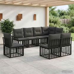 Ensemble de canap&eacute;s d'ext&eacute;rieur 8 pcs Noir et Gris fonc&eacute;