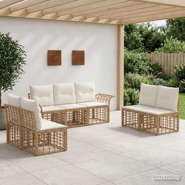Ensemble de canap�s d'ext�rieur 7 pcs Blanc Naturel et Cr�me