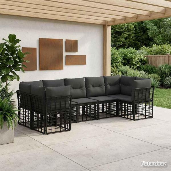 Ensemble de canap�s d'ext�rieur 7 pcs Noir et Gris fonc�