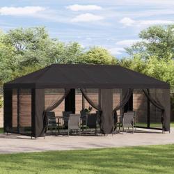 Gazebo avec murs lat&eacute;raux 6 x 3 m Anthracite Polyester et Acier