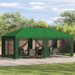 Gazebo avec murs lat&eacute;raux 6 x 3 m Vert Polyester et Acier 190