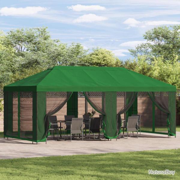 Gazebo avec murs lat�raux 6 x 3 m Vert Polyester et Acier 190