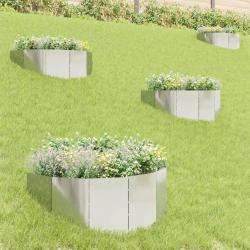 Bordure de Pelouse 4 pcs 100 x 45 cm Acier Argent&eacute;