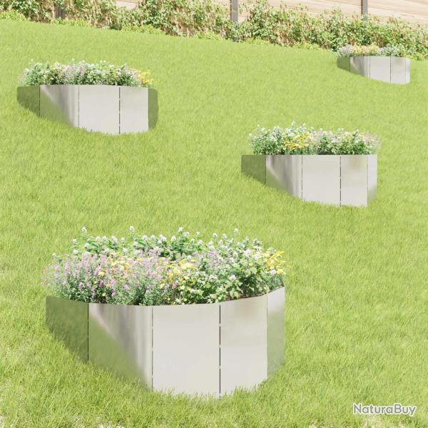 Bordure de Pelouse 4 pcs 100 x 45 cm Acier Argent�