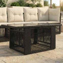 Table de Jardin Noir 100 x 55 x 37 cm Rattan PE et Verre