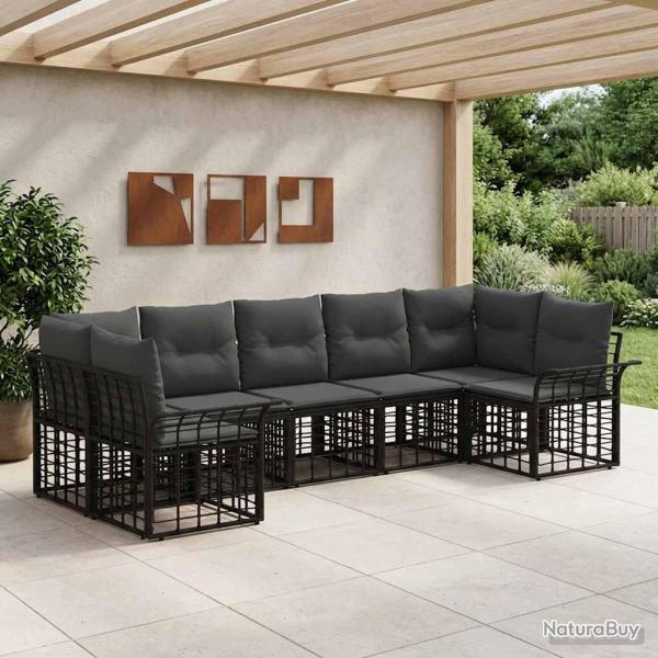 Ensemble de canap�s d'ext�rieur 7 pcs Noir et Gris fonc�
