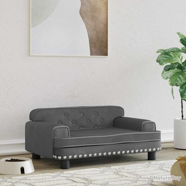 Lit pour chien gris fonc� 70x45x30 cm velours