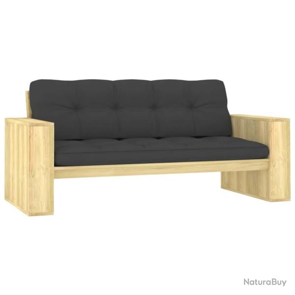 Banc de jardin avec coussins anthracite 179 cm Pin impr�gn�
