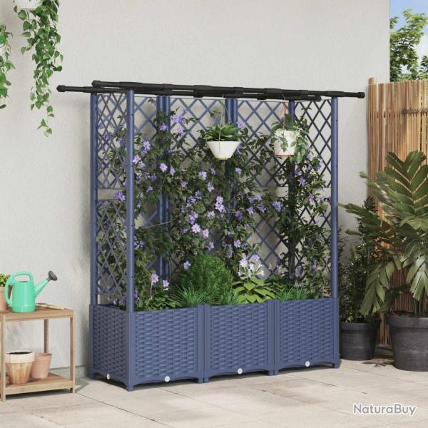 Lit �lev� avec Treillis et Toit Gris 163,5 x 40 x 136 cm PP