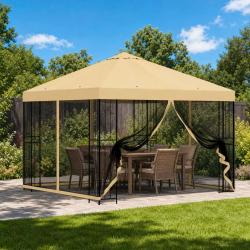 Abri de jardin avec parois 3 x 3 m Cr&egrave;me Polyester et Acier
