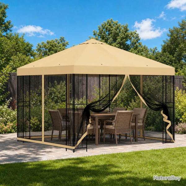 Abri de jardin avec parois 3 x 3 m Cr�me Polyester et Acier