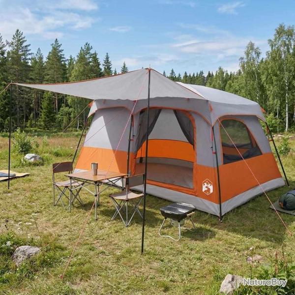 Tente familiale avec toit Gris et orange 420 x 305 x 200 cm