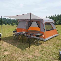 Tente familiale avec toit Gris et orange 500 x 400 x 230 cm