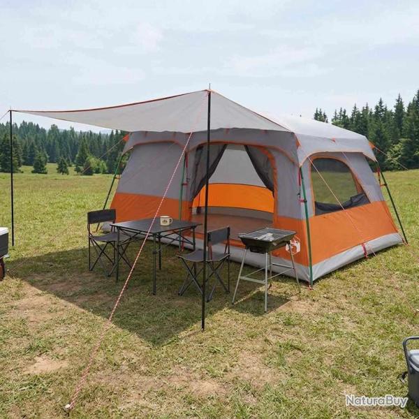 Tente familiale avec toit Gris et orange 500 x 400 x 230 cm