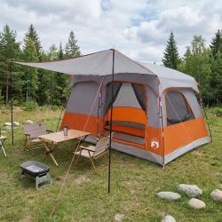 Tente familiale Gris et orange 320 x 210 x 180 cm Polyester