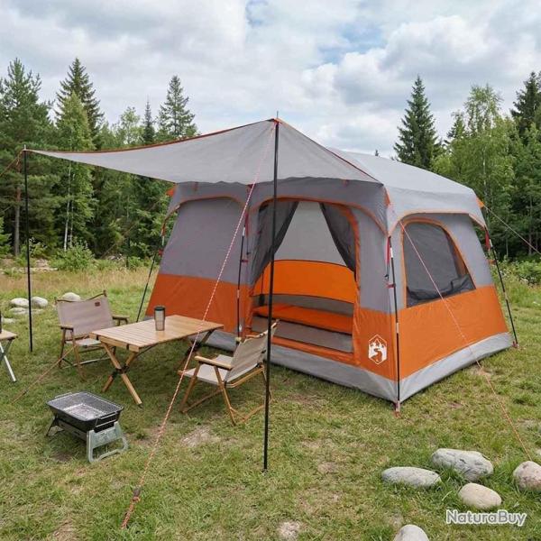 Tente familiale Gris et orange 320 x 210 x 180 cm Polyester