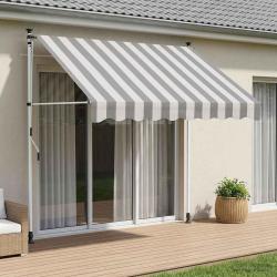 Auvent r&eacute;tractable manuel Anthracite et blanc 400 cm