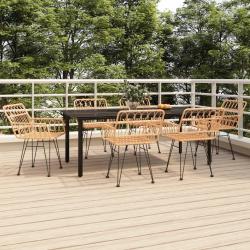 Ensemble &agrave; manger de jardin 7 pcs R&eacute;sine tress&eacute;e