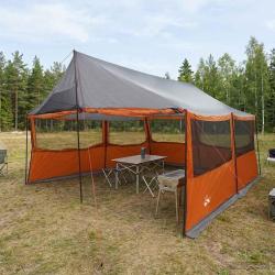 Tente familiale avec toit Gris et orange 450 x 400 x 265 cm
