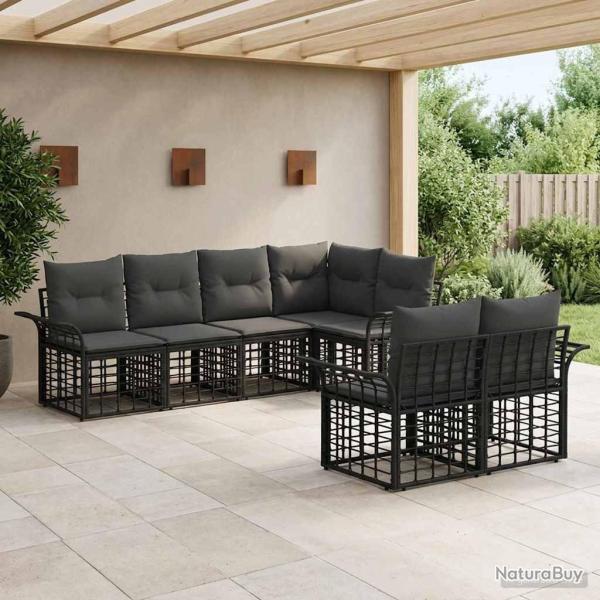 Ensemble de canap�s d'ext�rieur 7 pcs Noir et Gris fonc�
