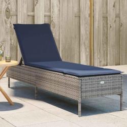 Chaise longue avec coussin gris r&eacute;sine tress&eacute;e