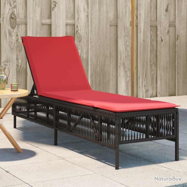 Chaise longue avec coussin marron r�sine tress�e