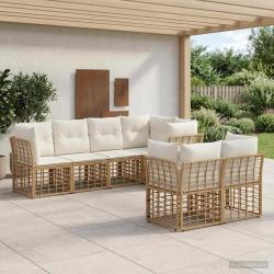 Ensemble de canap&eacute;s d'ext&eacute;rieur 7 pcs Naturel Polyester