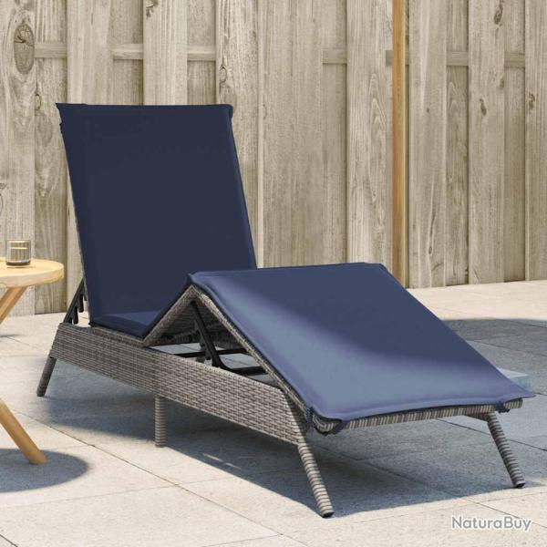 Chaise longue avec coussin gris r�sine tress�e
