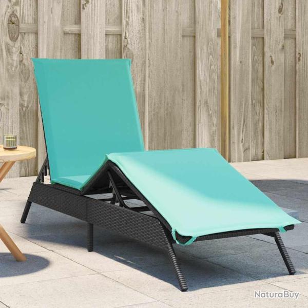 Chaise longue avec coussin en rotin synth�tique noir
