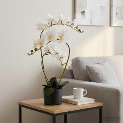 Plante orchid&eacute;e artificielle avec pot Blanc 45 x 15 x 65 cm