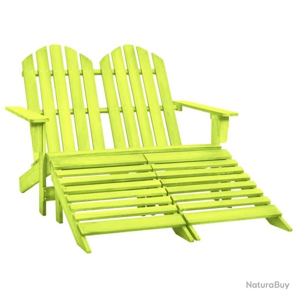 Chaise de jardin Adirondack 2 places et pouf sapin massif vert