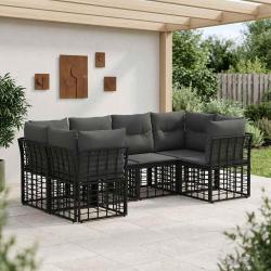 Ensemble de canap&eacute;s d'ext&eacute;rieur 6 pcs Noir Polyester