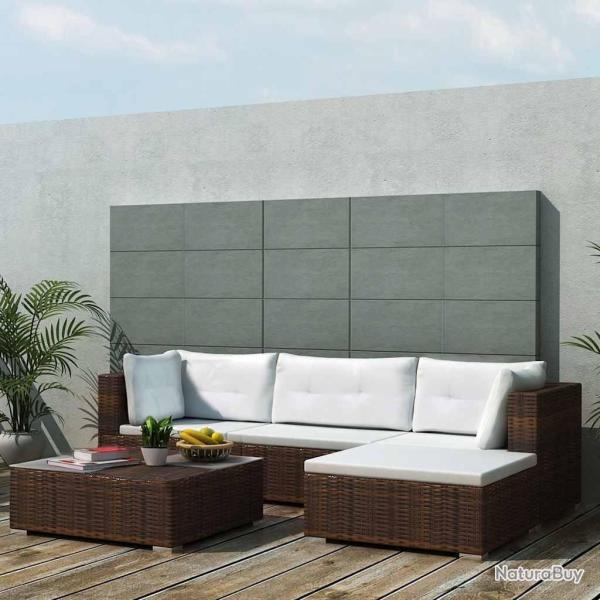 Salon de jardin 5 pcs avec coussins r�sine tress�e marron