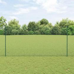 Cl&ocirc;ture en fil soud&eacute; avec poteaux 25 x 1,5 m Acier galvanis&eacute;