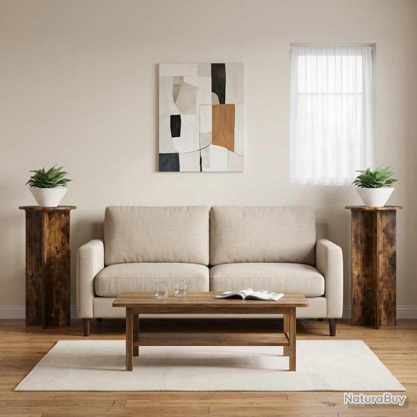 Support de Plante 2 pcs Ch�ne fum� 40 x 40 x 80 cm