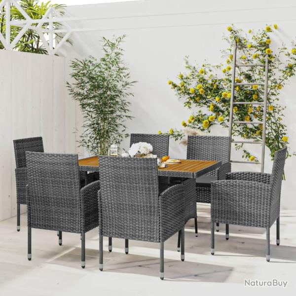 Ensemble � manger d'ext�rieur 7 pcs R�sine tress�e Gris