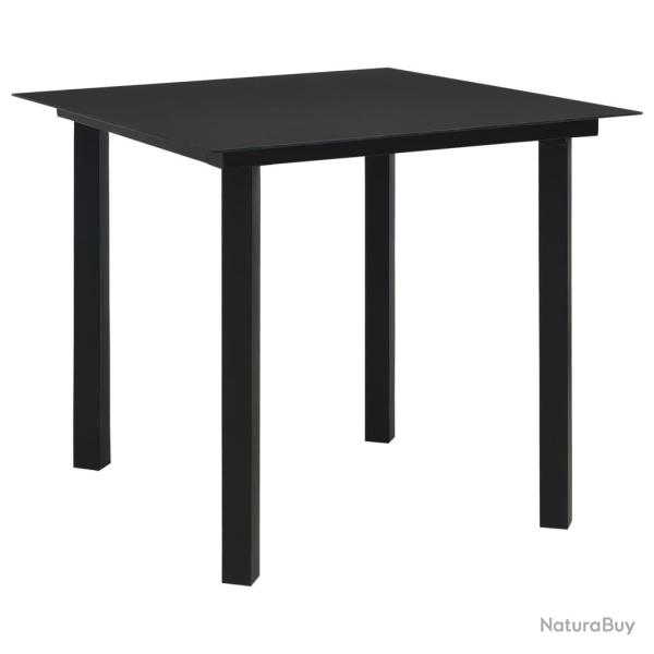 Table � d�ner de jardin Noir 80x80x74 cm Acier et verre