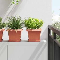 Pots de plantes 6 pcs Rouge brique 23 x 23 x 17,5 cm Plastique