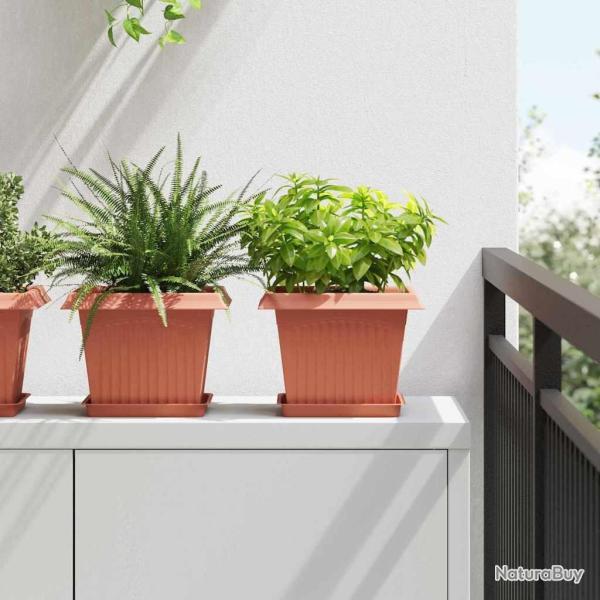 Pots de plantes 6 pcs Rouge brique 23 x 23 x 17,5 cm Plastique