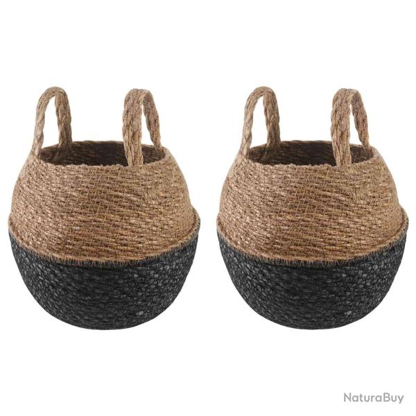 Pot de plante avec poign�es 2 pcs Noir � 22 x 20 cm