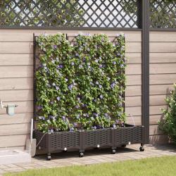 Porte-plante de jardin avec irrigation et roues 3 pc Marron PP