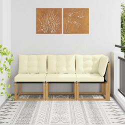 Canap&eacute; d'ext&eacute;rieur milieu et coin avec coussin 3 Pi&egrave;ce Blanc