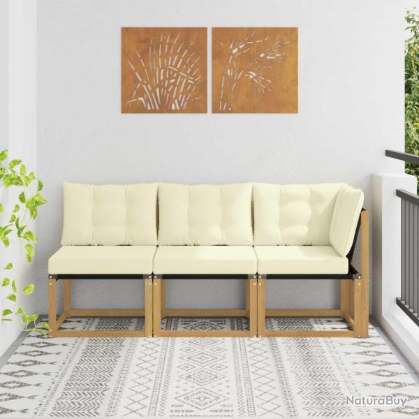 Canap� d'ext�rieur milieu et coin avec coussin 3 Pi�ce Blanc