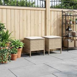 Pouf de Jardin 2 Pi&egrave;ce Beige et cr&egrave;me 38 x 38 x 45 cm Rotin PE