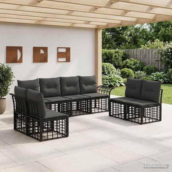 Ensemble de canap�s d'ext�rieur 8 pcs Noir et Gris fonc�