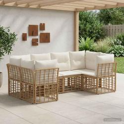 Ensemble de canap&eacute;s d'ext&eacute;rieur 6 pcs Naturel Polyester